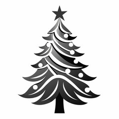 Christmas Silver tree Black silhouette