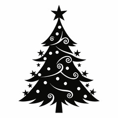 Christmas Silver tree Black silhouette