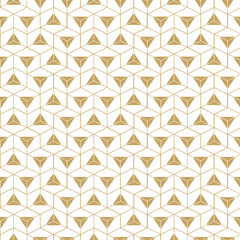 Abstract geometric pattern with crosses stripes lines Seamless vector background White and gold ornament Modern reticulated graphic design