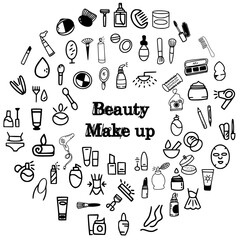 beauty makeup cosmetics icons pack for web and mobile apps vector illustration