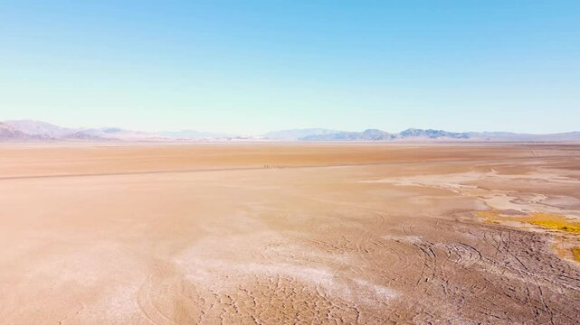 Sunny summer day Nevada dry lake bed drone