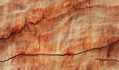 Close-up of a weathered wooden surface with natural cracks and texture.