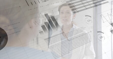 Image of statistics and data processing over diverse doctors
