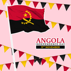 Vector illustration of Angola Independence Day social media template