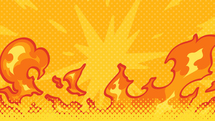 アメコミ風の炎のエフェクトの背景イラスト
