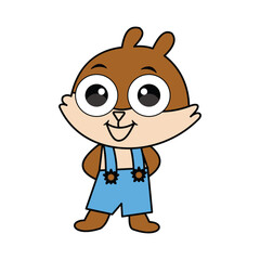 cute little squirrel boy with summer clothes cartoon. Cute little squirrel cartoon illustration graphic design. animal coloring book illustration element design, squirrel