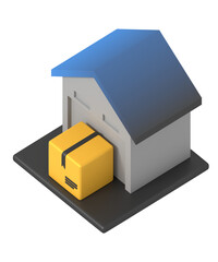 Warehouse delivery box isometric style