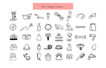 pet shop accessories icons element illustration vector
