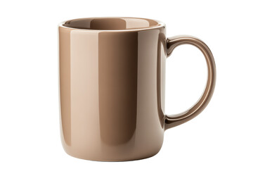 Brown ceramic mug on white isolated background transparent background