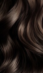 Naklejka premium Close-up of smooth, wavy, dark brown hair.