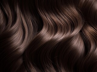 Naklejka premium Close-up of smooth, wavy, dark brown hair.