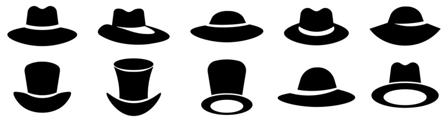 Hats icons set. Vector Illustration