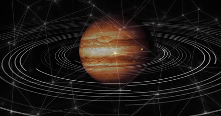 Image of network of connections over globe