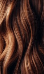 Fototapeta premium Close-up of wavy brown hair with light highlights.