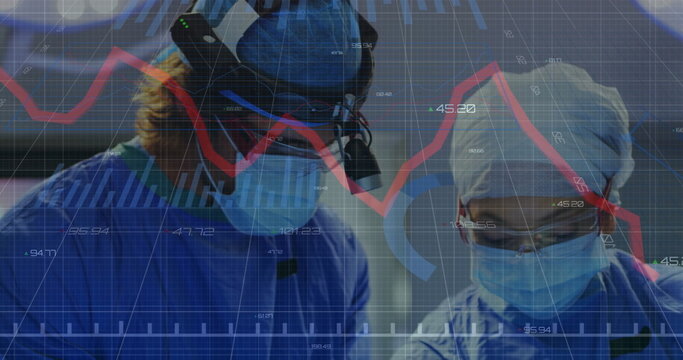 Image of statistics and data processing over diverse surgeons