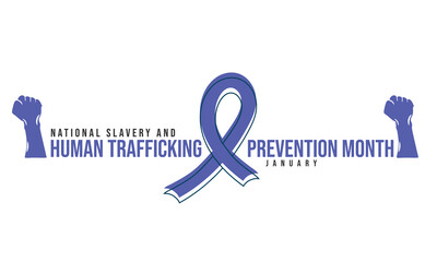 National slavery and human trafficking prevention month. background, banner, card, poster, template. Vector illustration.