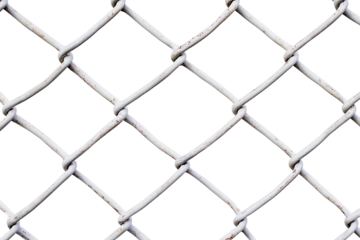 Chain link fence pattern, white isolated background. transparent background