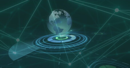 Naklejka premium Image of network of connections over globe