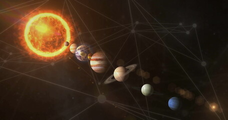 Image of network of connections over solar system