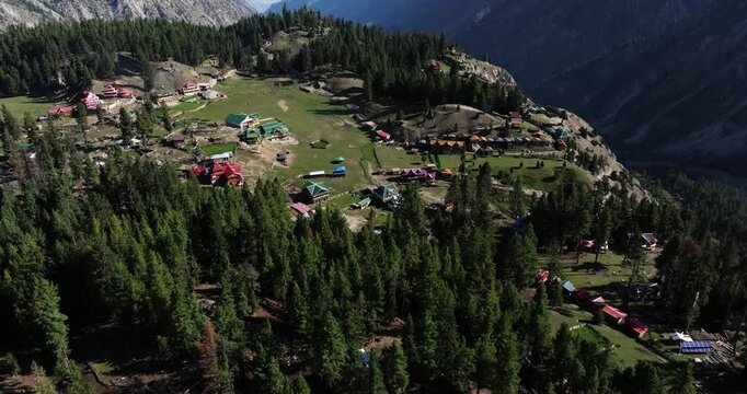 Beautiful Aerial View Above Fairy Meadows, Pakistan