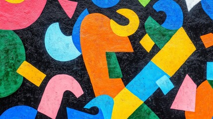 Vibrant Abstract Shapes and Patterns on Dark Background