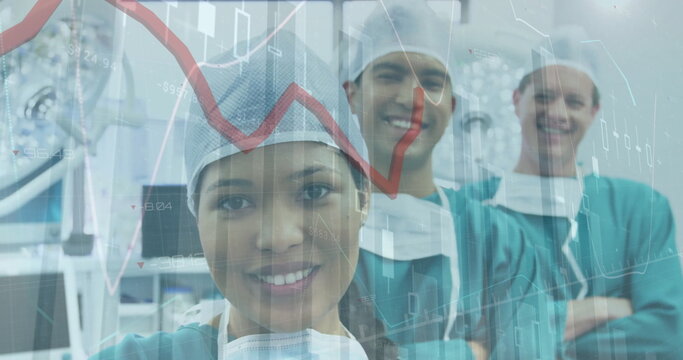 Image of statistics and data processing over diverse surgeons