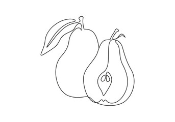 Pear continuous one line drawing. Isolated on white background vector illustration