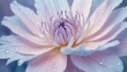 Fototapeta premium Pastel Violet Bloom Translucent Pink Blue and Purple Petals Flowing in the Light