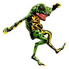 3D Rendering Oriental Fire Bellied Toad Frog on White