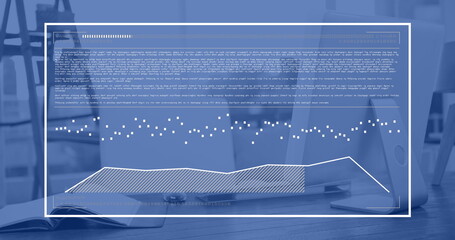 Image of financial data processing over desk in office