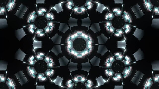 Animation of illuminated spacecraft engines against a black backdrop