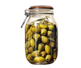 PNG Jar of olives plant food white background.