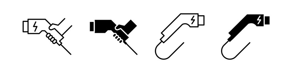 Electric car charging plug icon collection