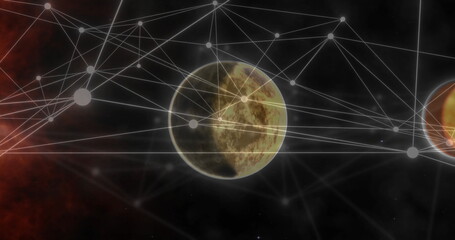 Image of network of connections over globe