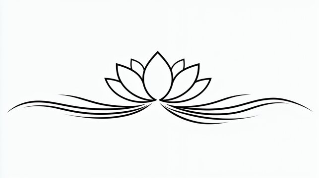 Elegant black and white lotus flower graphic.