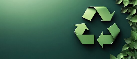 Green recycle symbol icon sign with copy space isolated banner