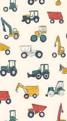 A vector illustration of various vehicles such as cars, ambulances, and police trucks on the street.