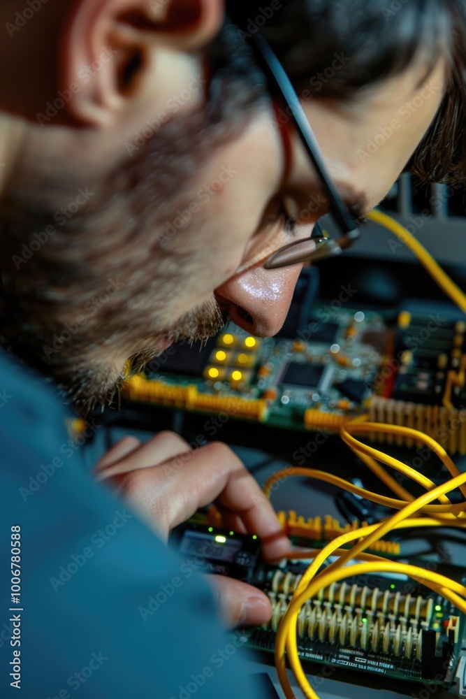 Aufkleber Man assembling electronic components on a circuit board