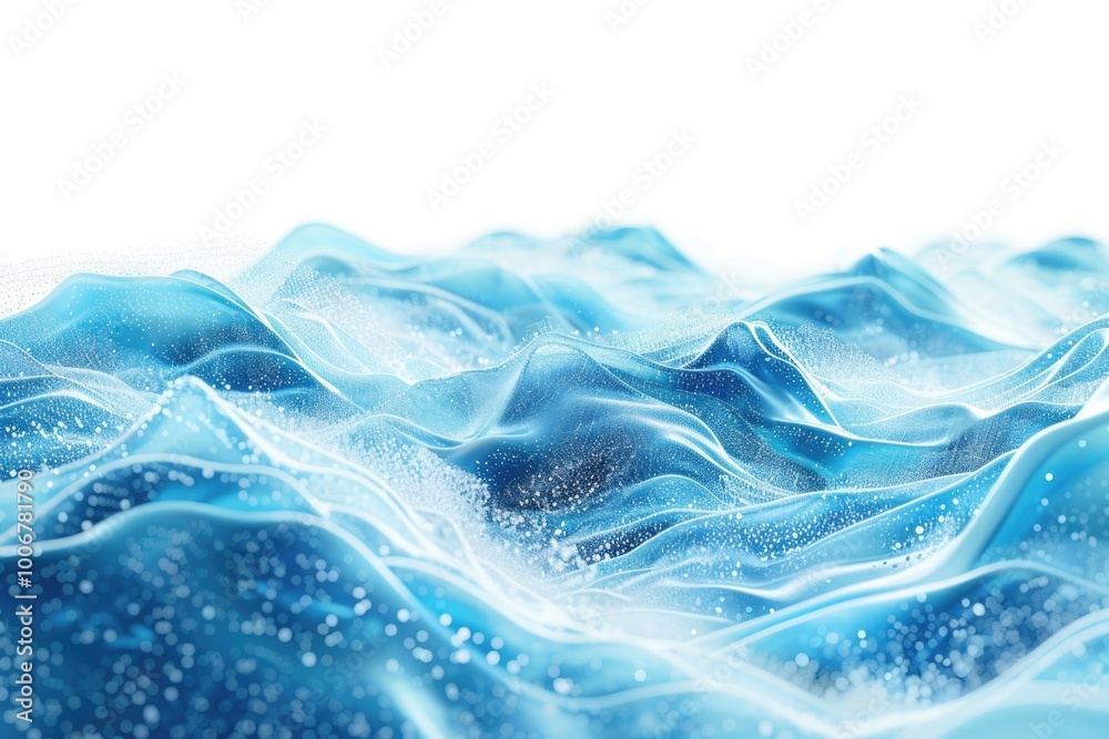 Poster close-up shot of a wave of water on a white background, great for use in designs and illustrations r