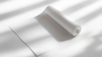 Rolled-Up Poster On Smooth White Surface For Display .