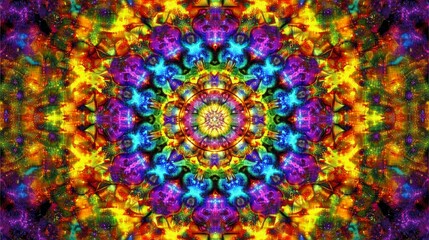 Vibrant Kaleidoscopic Mandala: An Explosion of Color and Symmetry