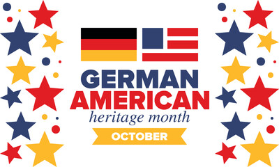 German-American Heritage Month. Happy holiday celebrate annual in October. Germany and United States flag. Culture month. Patriotic design. Poster, card, banner, template. Vector illustration