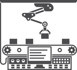 Conveyor belt with automatic arm black icon