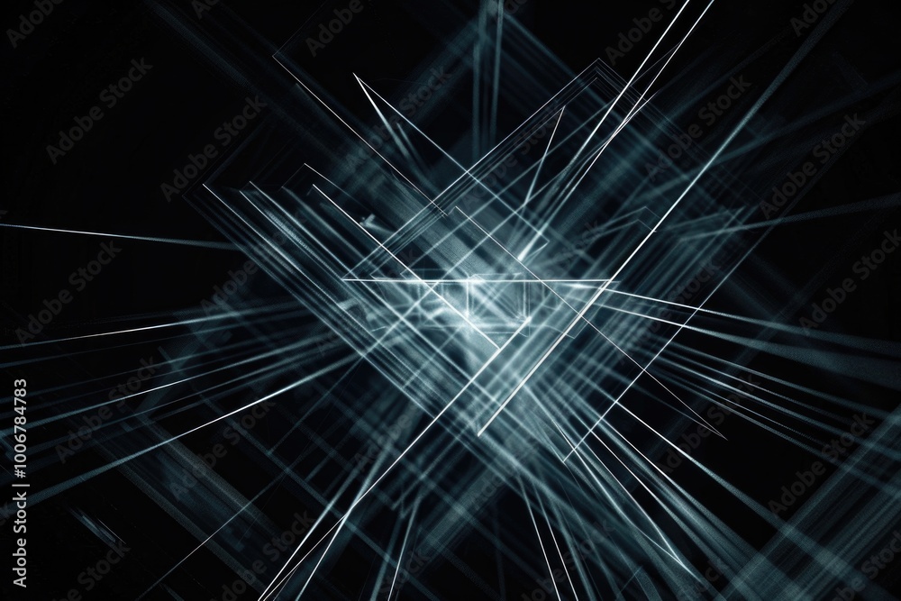 Poster A close-up image of intersecting lines in black and white