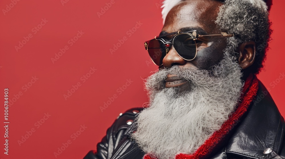 Aufkleber A gentleman with a long white beard and stylish accessories, perfect for use in illustrations or as a character reference