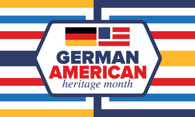 German-American Heritage Month. Happy holiday celebrate annual in October. Germany and United States flag. Culture month. Patriotic design. Poster, card, banner, template. Vector illustration