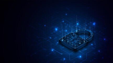 Lock icon. Cyber ​​security and data protection concepts and privacy. Innovative concept of advanced safety technology	