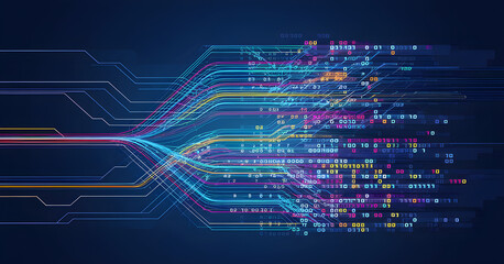 A Digital Representation of Converging Data Streams in a Futuristic Cyberpunk Inspired Design