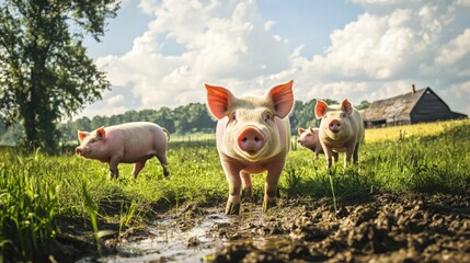 Obraz premium pigs on a farm 