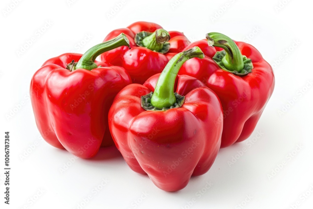 Poster a group of red peppers arranged on a white surface